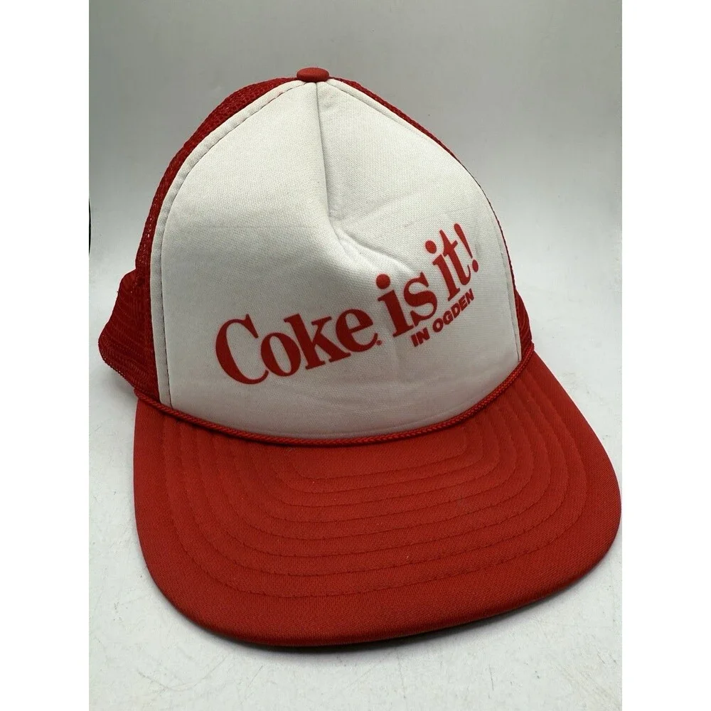 Vintage Style Coke Is It ! in Ogden Utah Trucker Hat Snap Back Style